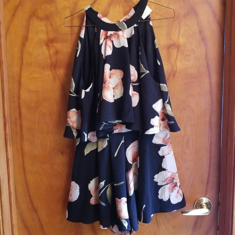 Black Floral Playsuit